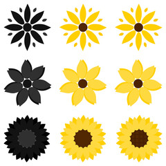Sunflower icons, graphic design template, vector illustration