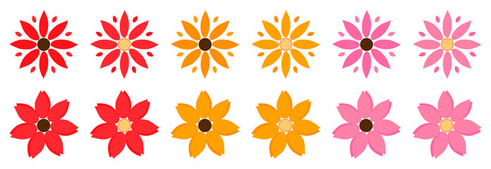 Set Flower icons, graphic design template, vector illustration