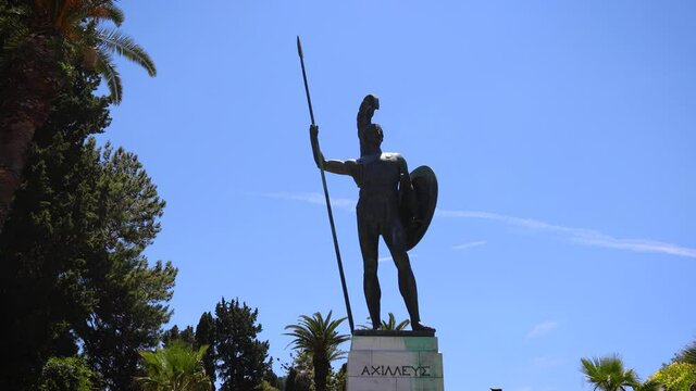 Achilles statue in Achilleion palace also called Sisi Palace on Corfu Island, Greece