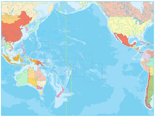 Pacific Ocean Political Map. No text