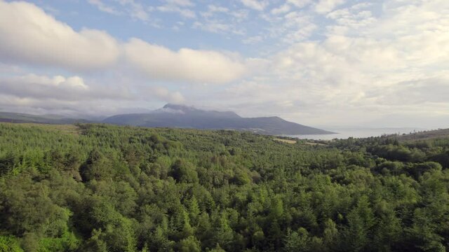 Flyover of Woodlands on the Isle of Arran Flying Towards Brodick
