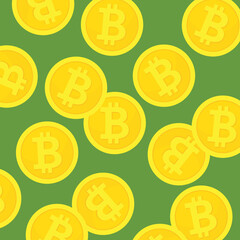 Investment Coin, Bitcoin Icon, Bitcoin Background, Money Symbol, Stock Market, Bitcoin, Virtual Crypto Currency Flat Vector Illustration Background