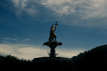 Pachacuti's statue in Plaza de Armas in Cuzco, Peru