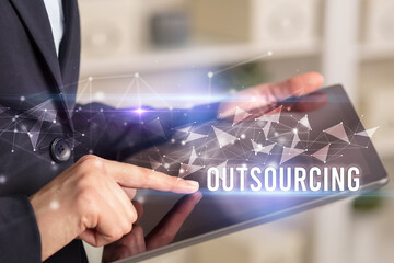 Close up hands using tablet