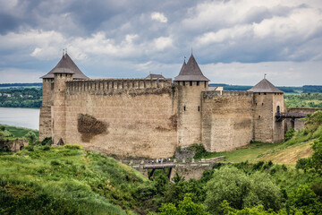 Fototapeta na wymiar Famous Khotyn Fortress, fortification complex in Khotyn town, Ukraine