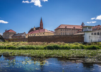 Prison with Church of St Dismas in Barczewo town, Warmia region, Poland