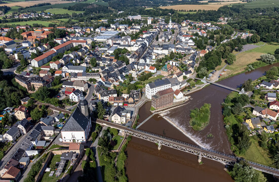 Die Stadt Rochlitz an der Zwickauer Mulde