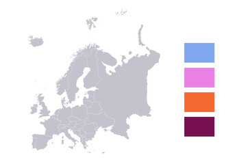 Infographics of Europe map, individual states with names blank