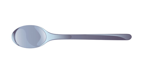 Metal spoon in flat cartoon style. Vector illustration isolated on white background