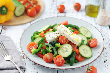 Traditional Greek salad on the plate	