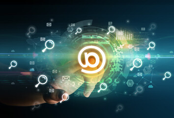 touching with soft gesture multimedia screen with future technology concept concept