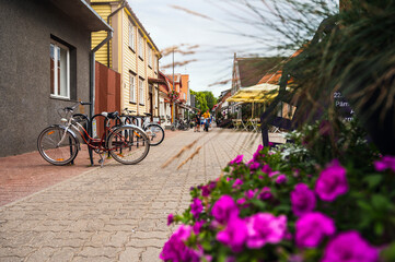 Naklejka na ściany i meble Pärnu , Estonia - June 30 2021: Pärnu Old Town with landmarks