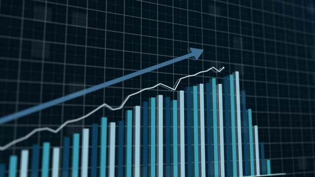 Hi-tech style business concept technology chart with grid. Finance business graph chart with uparrow