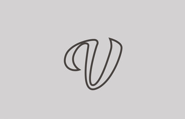 V grey line alphabet letter logo for business and corporate. Creative template icon design for lettering and company