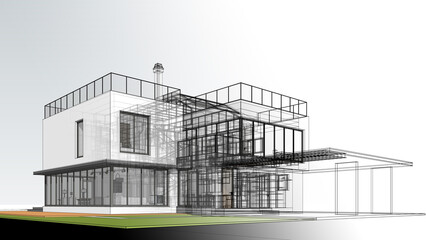 modern house architectural drawing 