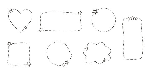 Cute dotted frames with hand-drawn stars. Decoration for quotes and messages. Vector illustration for the design of banners, posters, text and articles.