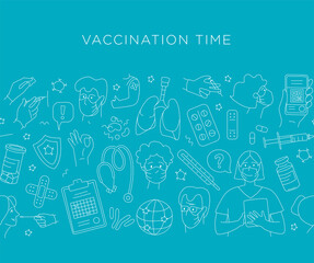 Time for vaccination. Patients at the doctor in the hospital are vaccinated