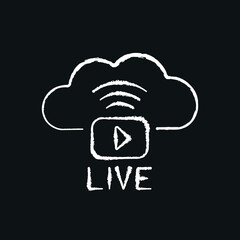 Online signal chalk icon. Live stream. Vector black illustration