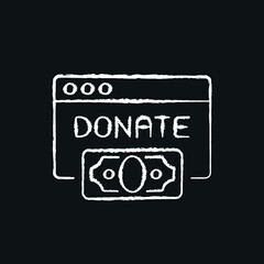 Online donations chalk icon. Live stream. Vector black illustration