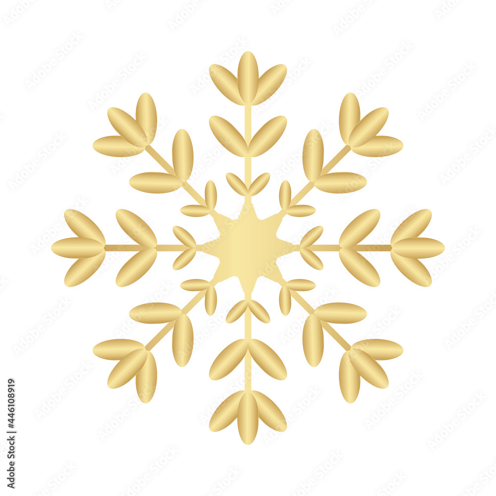 Poster snowflake on isolated background. isolated 3d gold snowflake. frost background. christmas icon. vect