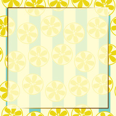 レモンの背景D　正方形　ゴールド枠