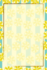 レモンの背景D　長方形　縦　ゴールド枠