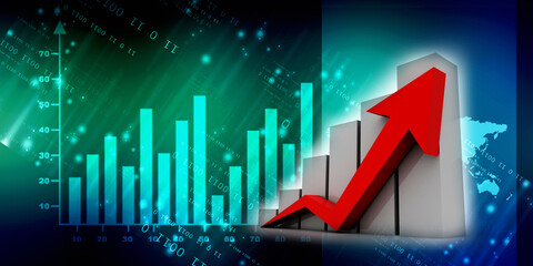 3d rendering Stock market online business concept. business Graph 