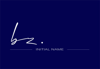 
White stylish and elegant letter BZ/ZB with dark blue background signature logo for company name or initial 
