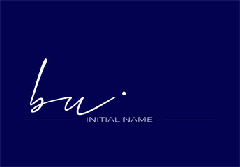 
White stylish and elegant letter BU/UB with dark blue background signature logo for company name or initial 
