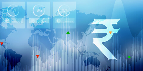 Rupee currency . 2D rendering illustration