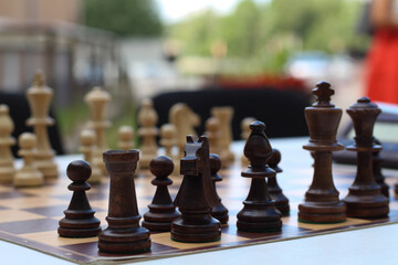 Playing Chess. Education, Communication. Games and participate in chess tournament.  Two player...