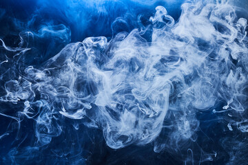 Abstract blue ocean background. Underwater swirling smoke, vibrant sea colors wallpaper, wave paint in water