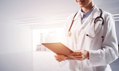 Modern medical industry presented by means of female doctor
