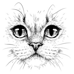 Cat. Creative design. Graphic portrait of a cat in close-up on a white background. Digital vector graphics. - 446113396
