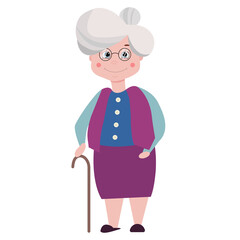 Vector illustration of a cute elderly woman on the National Day of grandparents