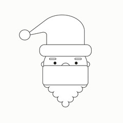 The head of Santa Claus in a mask. Simple black and white flat illustration
