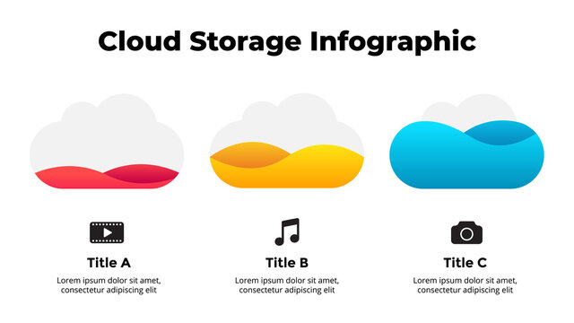 Infographic slide template for your presentation. Cloud service icons. Creative web concept. Internet technology. Storage free space usage. 