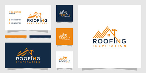 Home roofing logo and business card template