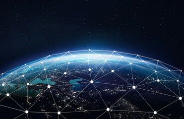 Earth planet with communication web. Network and connection. Internet. Digital. Elements of this image furnished by NASA