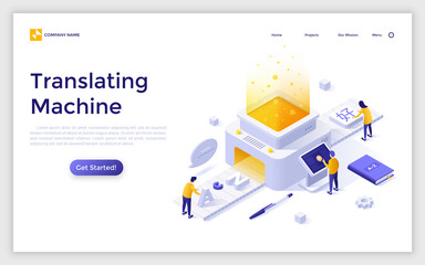 Vector Isometric Landing Page Template - obrazy, fototapety, plakaty