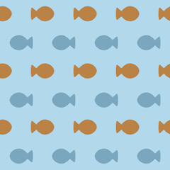 Cute fish background seamless pattern kids blue and orange simple