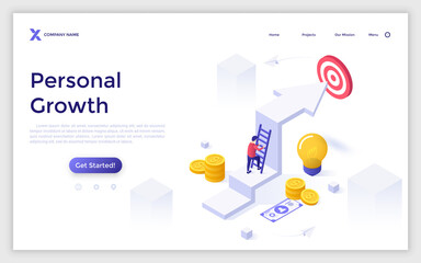 Vector Isometric Landing Page Template