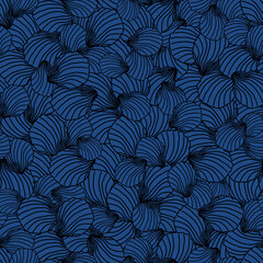 Vector Blue Texture Seashells Doodle background pattern