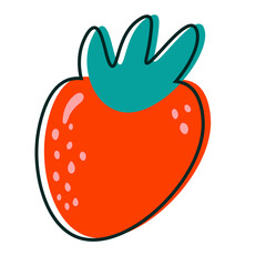 Appetizing strawberries on a transparent background. Fresh juicy berry with bright leaves in flat style. Can be used for landing page, website or mobile app. Isolated vector illustrations.