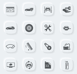 Car shop icons set
