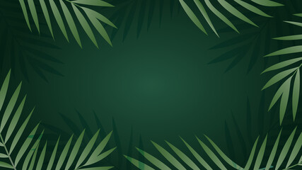 Fototapeta na wymiar Exotic Palm Plants and Leaves frame , Green Tropical Summer Background ,Illustration Vector EPS 10