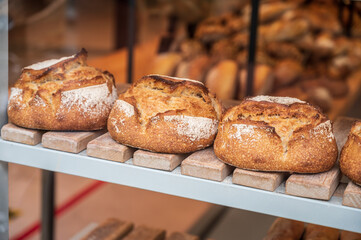French bakery with fresh baked breads and buns