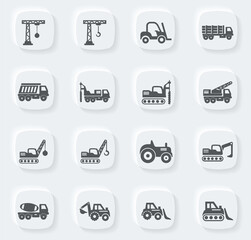 Construction transport icons set