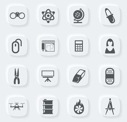 Courses school icons set
