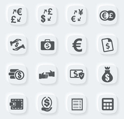 Currency exchange icons set